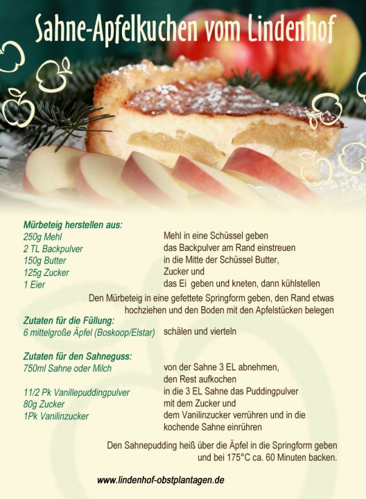 Lieblingsrezept 2009 Sahne-Apfelkuchen vom Lindenhof