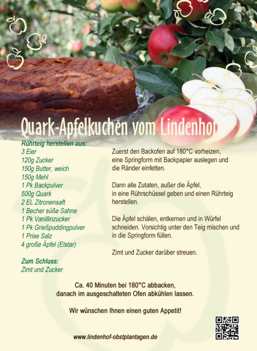 Lieblingsrezept 2022 Quark-Apfelkuchen vom Lindenhof
