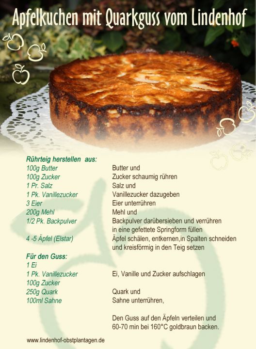 Apfelkuchen mit Quarkguss vom Lindenhof