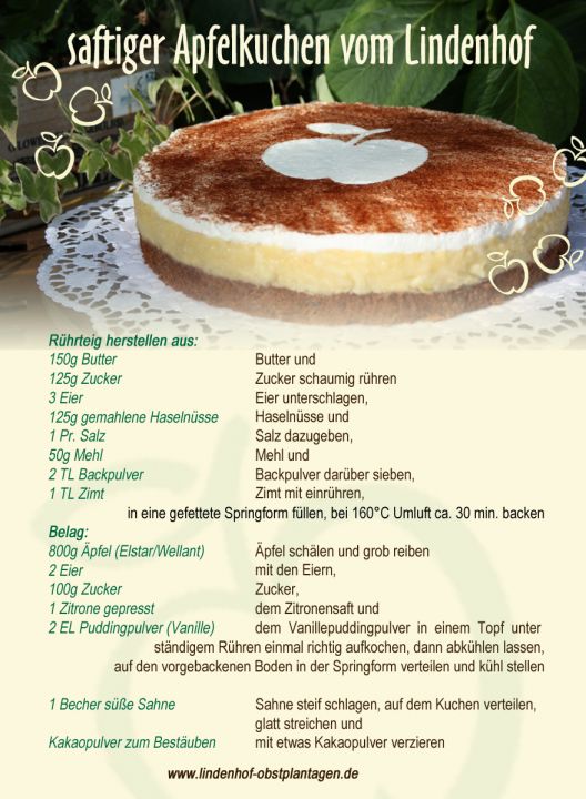 Lieblingsrezept 2017 Saftiger Apfelkuchen vom Lindenhof